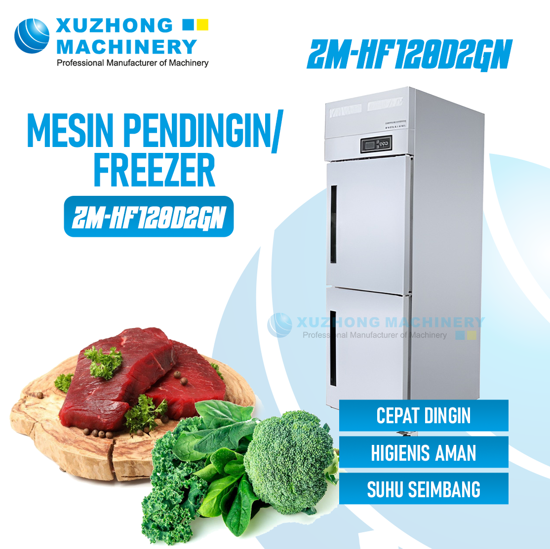 ZM-HF120D2GN freezer pintu ganda