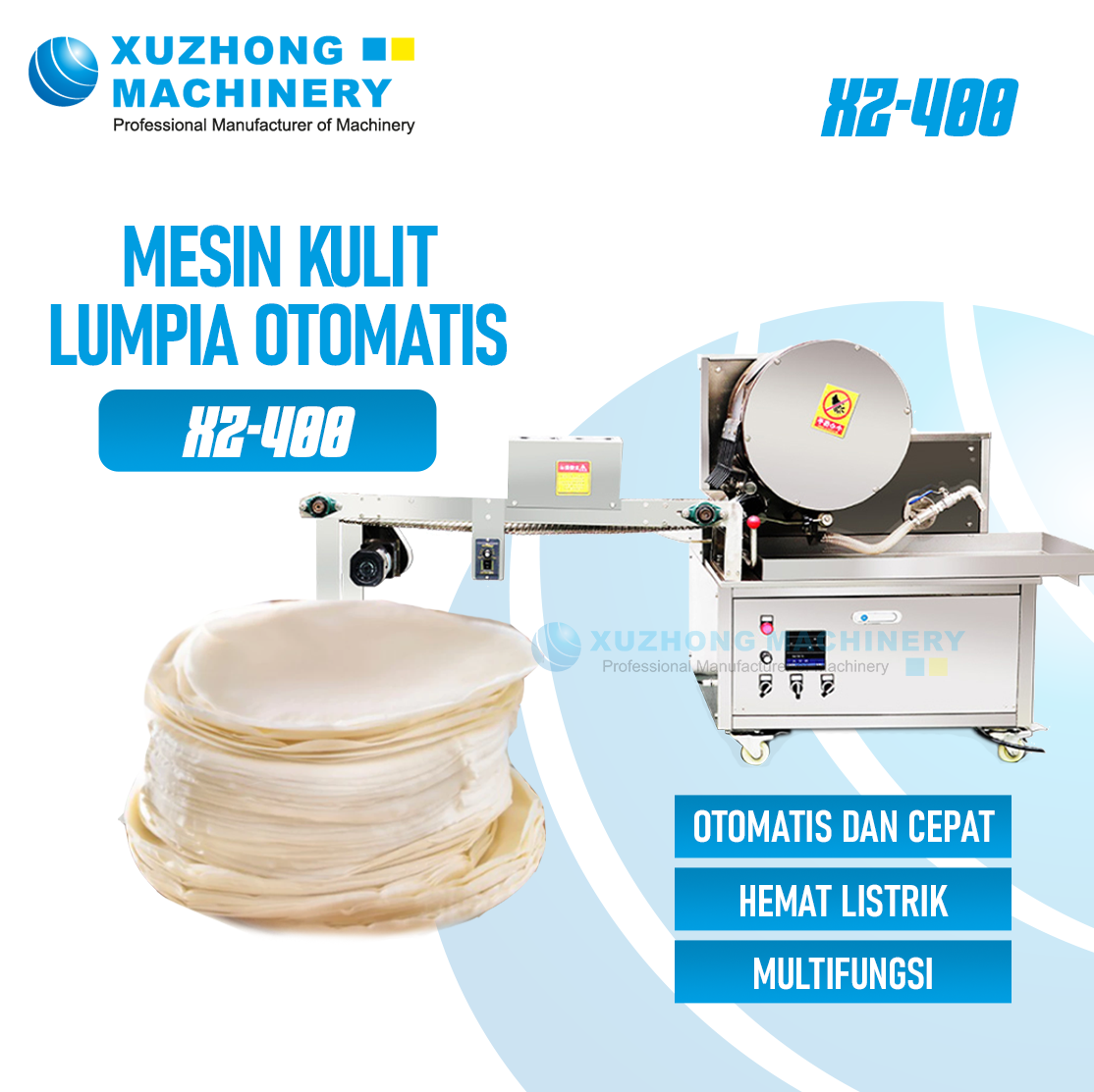 XZ-400 Mesin Kulit Lumpia/Popia Otomatis (Model Roller)